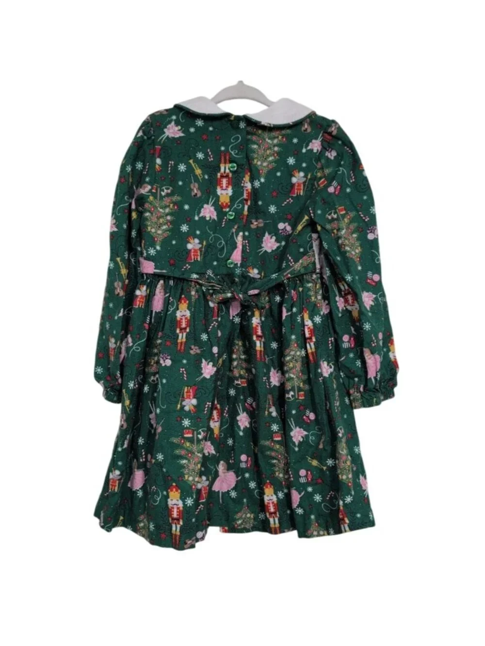 Bonnie Jean Nutcracker Dress Girls Size 5 Green Christmas Ballet Smocked Cotton